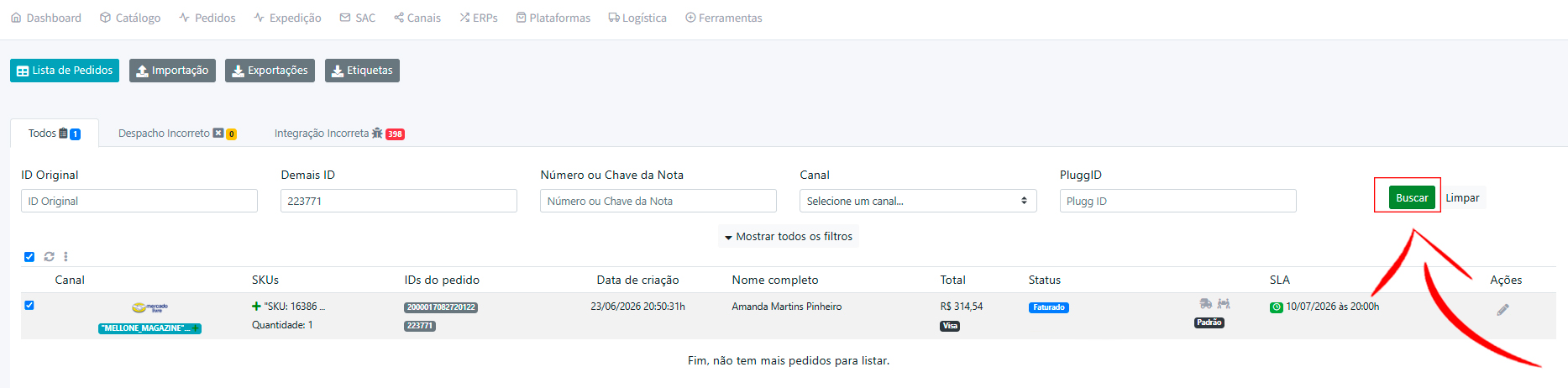Botão Buscar